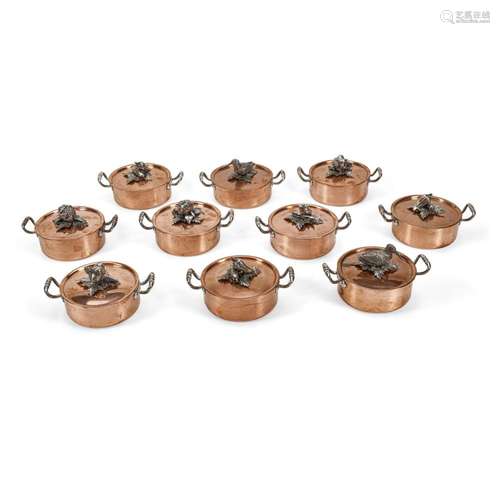 A SET OF TEN ITALIAN COPPER POTSStudio Emme, Milan, designed...