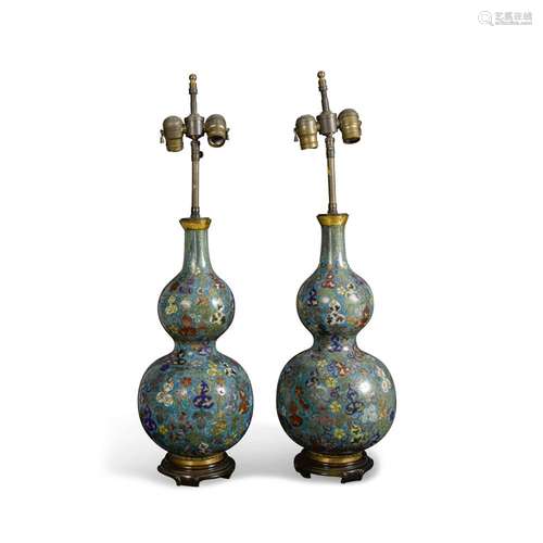 A PAIR OF CHINESE CLOISONNÉ DOUBLE GOURD FORM VASES19th cent...