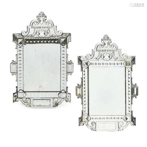 A PAIR OF VENETIAN ETCHED GLASS FRAMED MIRRORS20th century