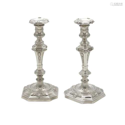 A PAIR OF VICTORIAN SILVER CANDLESTICKS by Robert Garrard, L...