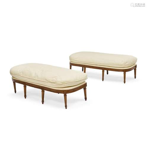 A PAIR OF LOUIS XVI WALNUT BENCHESLate 18th century