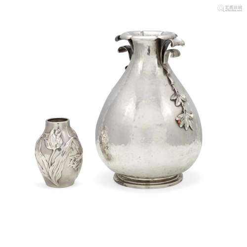AN ITALIAN HAMMERED 800 STANDARD SILVER VASE by Fassi Arno, ...