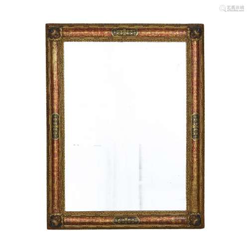 AN ITALIAN PAINTED AND GILTWOOD MIRRORIncorporating antique ...