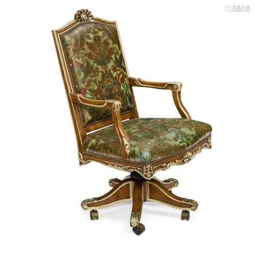 A ZUBER PAINTED LEATHER OFFICE CHAIR