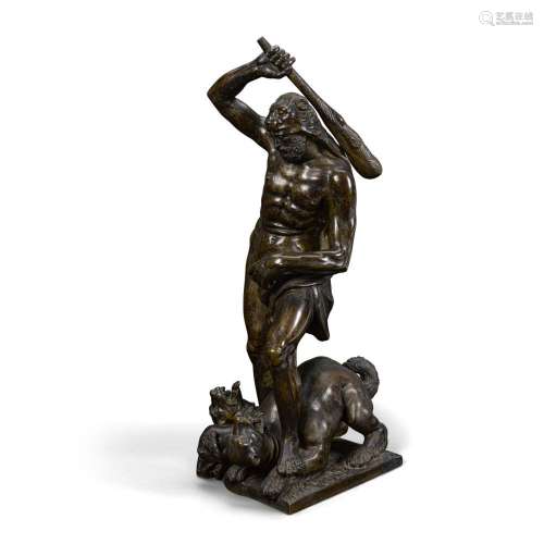 A SOUTH GERMAN PATINATED BRONZE FIGURAL FOUNTAIN GROUP OF HE...