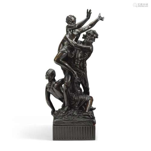 A FRENCH PATINATED BRONZE FIGURAL GROUP: PLUTO ABDUCTING PRO...