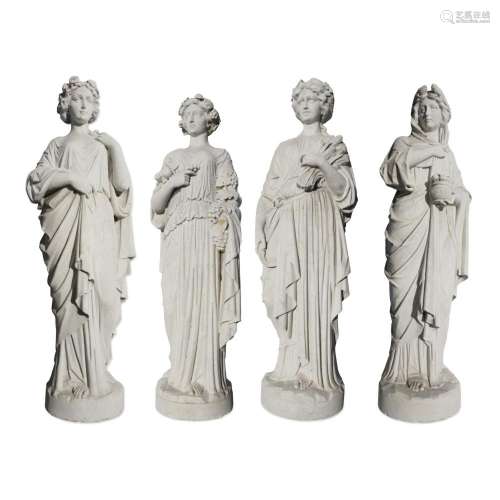 AN ASSEMBLED SET OF FOUR MARBLE FIGURES OF THE SEASONSMid-19...