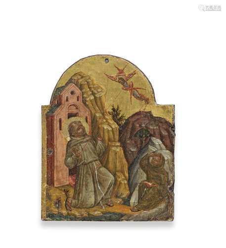 Venetian School, 15th Century Saint Francis receiving the St...