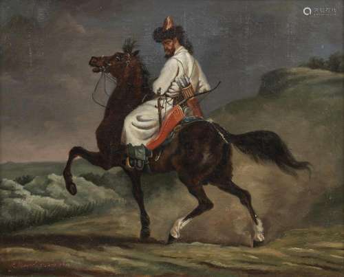 French School, 19th Century A Cossack on horseback, possibly...