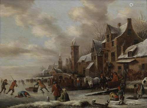 Klaes Molenaer (Haarlem circa 1630-1676) Skating on the Spaa...