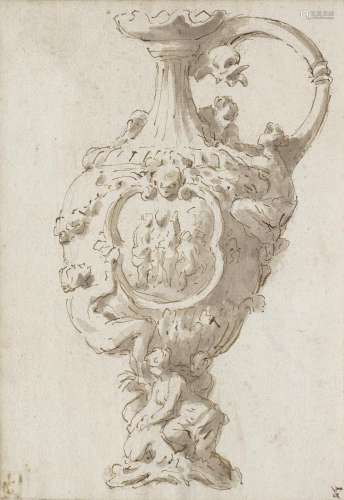 Bolognese School, late 18th Century Design for a vase unfram...