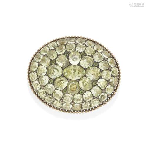 CHRYSOBERYL PLAQUE BROOCH, PORTUGUESE, LATE 18TH CENTURY