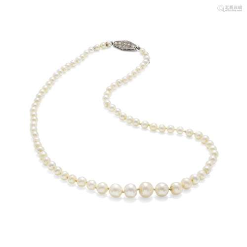 NATURAL PEARL AND DIAMOND NECKLACE