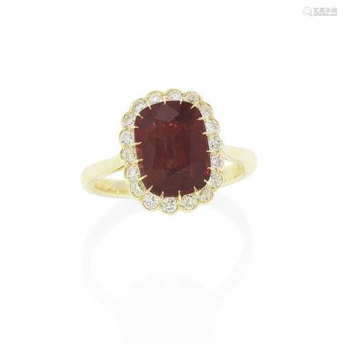 SPINEL AND DIAMOND CLUSTER RING