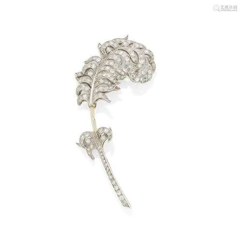 LACLOCHE FRÈRES: DIAMOND FEATHER JABOT PIN, CIRCA 1930