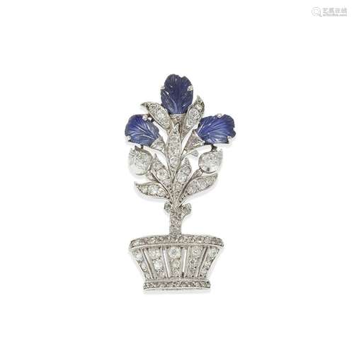 KOCH: ART DECO SAPPHIRE AND DIAMOND GIARDINETTO BROOCH, CIRC...