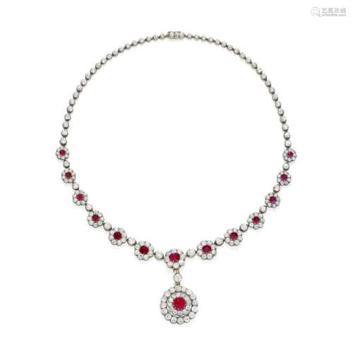 RUBY AND DIAMOND NECKLACE, LATE 19TH CENTURY