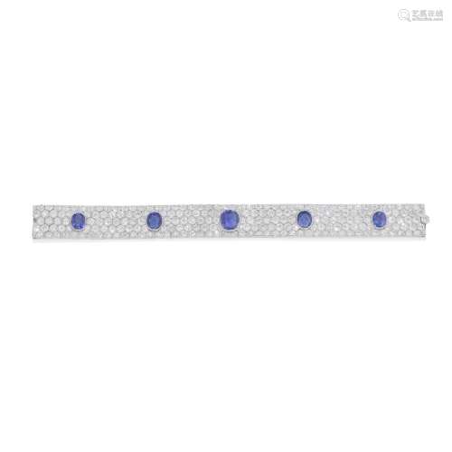 SAPPHIRE AND DIAMOND BRACELET, CIRCA 1930