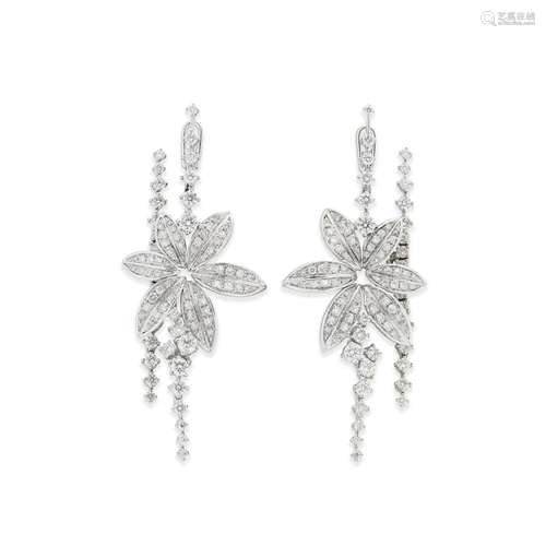 CHIMENTO: PAIR OF DIAMOND FLOWER EARRINGS