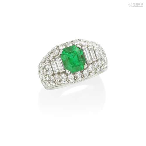 BULGARI: EMERALD AND DIAMOND 'TROMBINO' RING, CIRCA ...