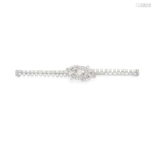 DIAMOND-SET STRAP BRACELET, CIRCA 1955