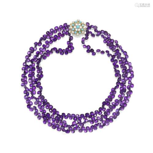 CARTIER: AMETHYST BEAD AND GEM-SET NECKLACE