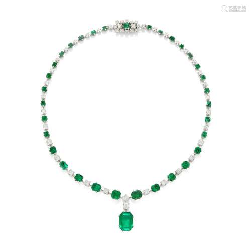 EMERALD AND DIAMOND NECKLACE