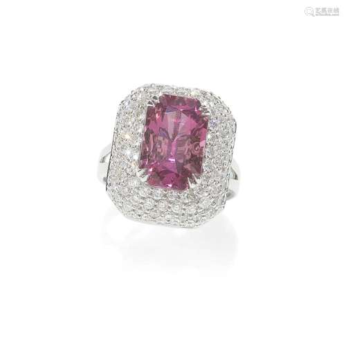 SPINEL AND DIAMOND RING