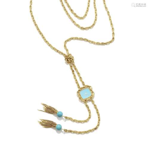 PIAGET: FANCY-LINK 'LARIAT' NECKLACE AND WATCH/PENDA...