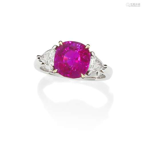 PINK SAPPHIRE AND DIAMOND THREE STONE RING