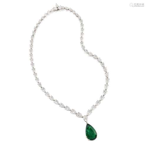 GRAFF: EMERALD AND DIAMOND NECKLACE