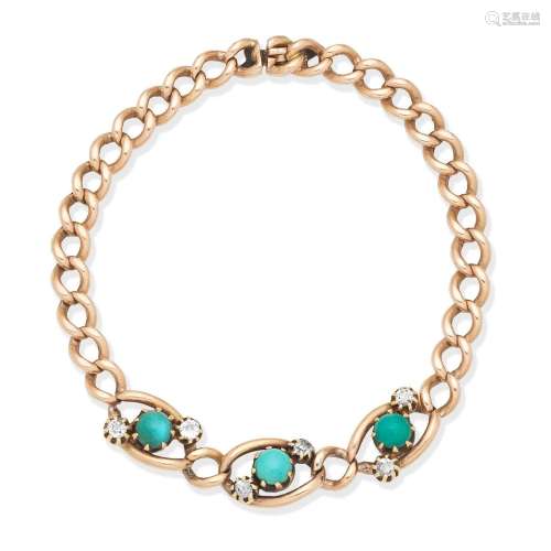 TURQUOISE AND DIAMOND-SET BRACELET,