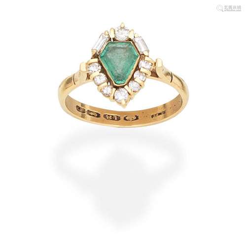 EMERALD AND DIAMOND CLUSTER RING