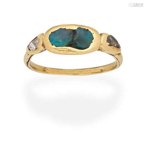 TURQUOISE AND DIAMOND RING,
