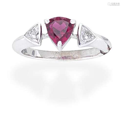 JOHN DONALD PINK TOURMALINE AND DIAMOND RING,