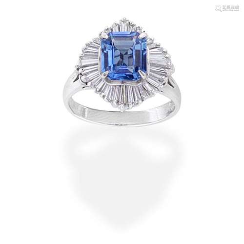 SAPPHIRE AND DIAMOND BALLERINA RING