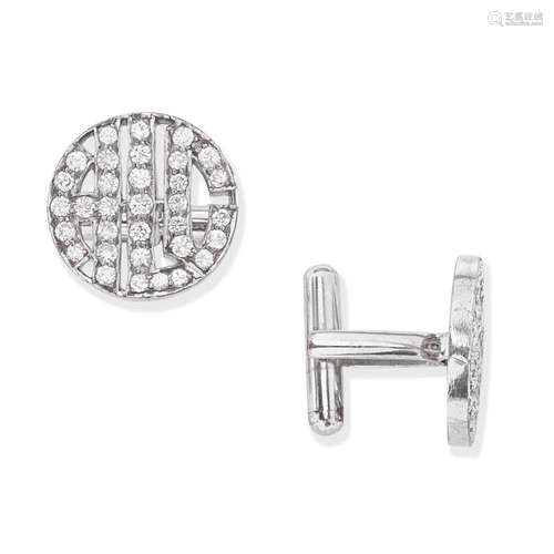 DIAMOND-SET CUFFLINKS