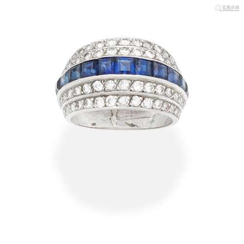 ART DECO SAPPHIRE AND DIAMOND DRESS RING,