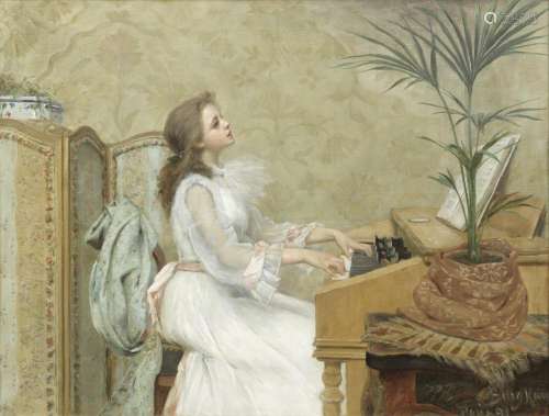 Berthe Burgkan (French, 1855-1936) The organ recital