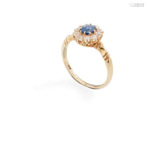 A sapphire and diamond cluster ring