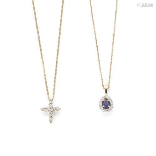 Two gem-set pendant necklaces