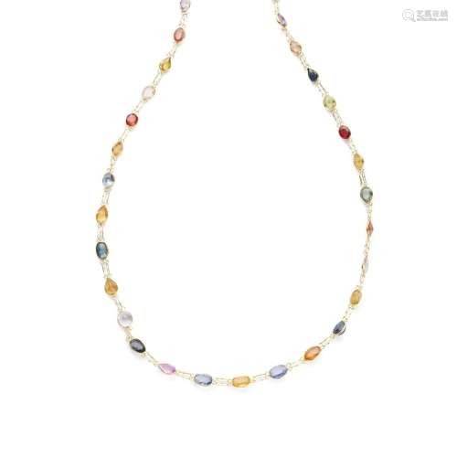 A coloured sapphire and ruby necklace