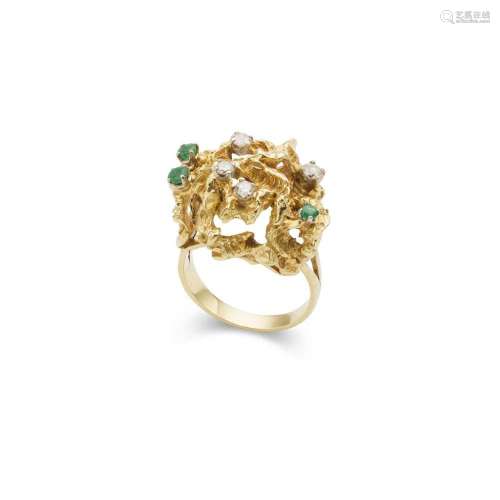 A 1960s emerald and diamond dress ring