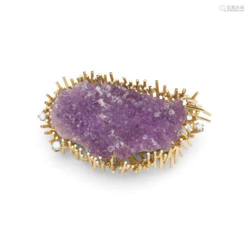 Gilian Packard: A 1970s amethyst crystal and diamond brooch