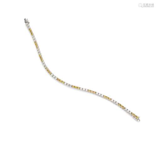 A yellow sapphire and diamond bracelet