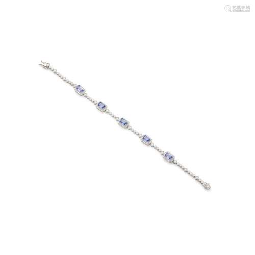 A sapphire and diamond bracelet