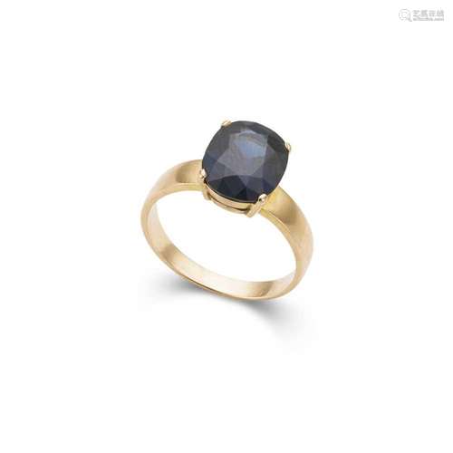 A sapphire single-stone ring