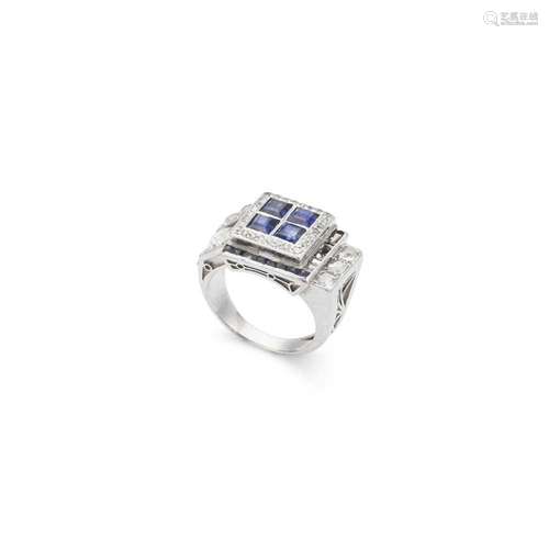 A sapphire and diamond dress ring