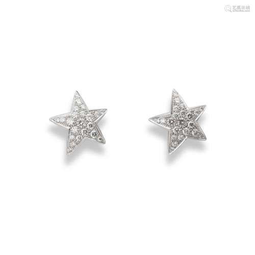 Chanel: A pair of diamond `Comète` earrings