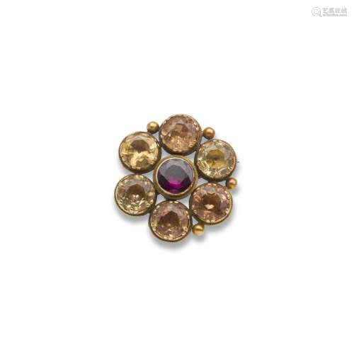 An early 19th-century citrine and garnet brooch